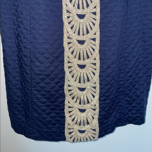 Lilly Pulitzer Navy Gold Tana Shift Dress Size 4 - Picture 8 of 12